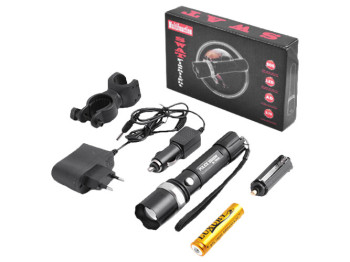 Фонарик диодный Police BL-Q8628B T8628C-XPE, zoom, велокрепление