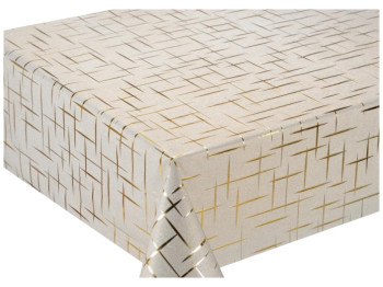 Клейонка з тисненням, на тканинній основі, ПВХ, 1,37×20м, колір бежевий із золотом (ціна за рулон)