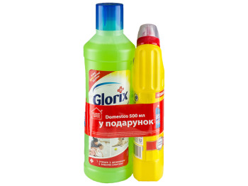 Средство для мытья пола Glorix 1л+подарок cредство чистящее Domestos "Лимонная свежесть" 500мл