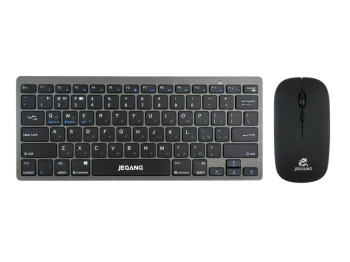 Клавіатура та миша Jeqang JB-326, dual-mode(2.4G+Bluetooth), ножичні, розкладка Eng/Ukr, колір сірий