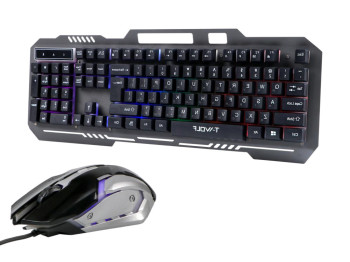 Клавіатура та миша TWolf TF600, USB, мембранні, підсвічування, DPI до 2400, ENG/UKR, колір чорний