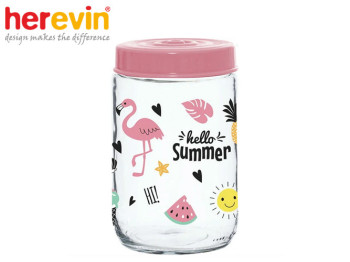 Банка скляна з пластиковою кришкою Herevin Hello Summer 660мл 59900