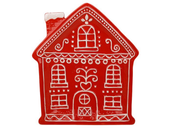 Блюдо керамическое Пряничный домик, 23,5×20,5×2см, цвет красный