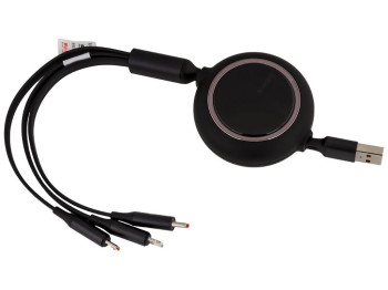 Кабель USB Baseus USB to M+L+C 1.2m 66W CAMLC-M Цвет Чёрный. J01