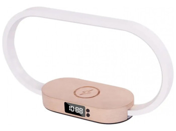 Беспроводное Зарядное Устройство WR08 3in1+Lamp/Clock/Wireless 10W Мят.упак., Цвет Коричневый