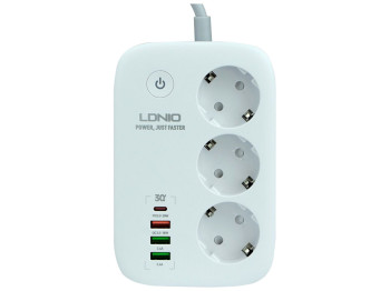 Мережевий подовжувач LDNIO SEW3452 3 ports / PD / 3USB/ 1 QC 3.0 / 1 Type-C / WiFi Колір White