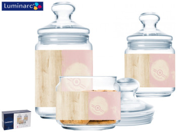 Набор банок Luminarc NORDIC HEVEA PINK 3шт (500мл, 750мл, 1л) 44801