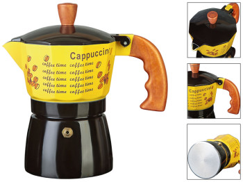 Кофеварка гейзерная Капучино, на 3 чашки, алюминий, пластик, силикон, 15×8,5×15см, цвет жёлтый
