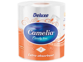 Полотенца бумажные Camelia Deluxe, 2 слоя, 1 рулон, 156 листов, 100% целлюлоза, цвет белый