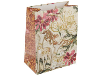 Пакет подарочный бумажный Новогодний 17,5х9,5х23см