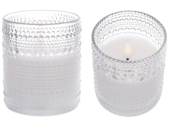 Светодиодная восковая свеча в стеклянной колбе Bauble, теплый белый свет, цвет стекла - дымчатый