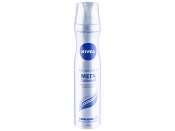 Лак для волосся Nivea "Мега сильний" фіксація 24г, з фактором захисту волосся 250мл