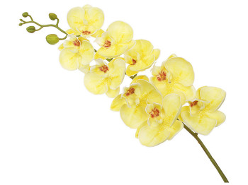 Гілка орхідеї, декоративна, колір жовтий, 9 квіток, 103см