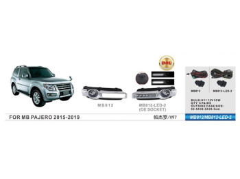Фары дополнительные MB-812 для Mitsubishi Pajero (2014-2019), H11, 12V, 55W, с проводкой