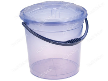 Ведро R plastic прозрачное с крышкой, фиолетовое, 12л
