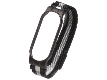 Ремешок для Xiaomi Mi Band 5/6 Milanese Loop Color Цвет Чёрно-Стальной