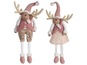 Мягкая игрушка Олень, 2 дизайна, 26х19х92см, цвет - розовый - шампань (цена за 1шт)