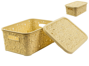 Корзина с крышкой Ажур (цвет - бежевый) 6л Efe plastics