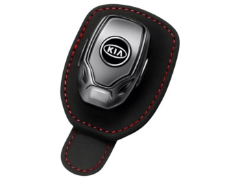 Держатель для очков и банковских карт Kia, кожа, цвет чёрный