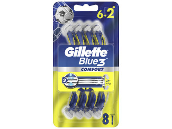 Станок для бритья Gillette Blue 3 Comfort, одноразовый, 3 лезвия, пластик, хром, 8шт