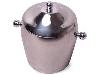 Ведро для льда с крышкой Kamille 2 ручки, нержавеющая сталь 2000мл