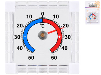 Термометр оконный на липучке, пластик, шкала от -50 до +50 °C, 7,5 см