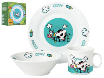 Набір посуду дитячого фарфор Limited Edition "Cow" 3 предмети (чашка, тарілка, супник) 86119