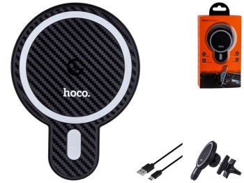 Автодержатель Hoco CA85 Magnetic Wireless 15W Мятая упаковка Цвет Черный