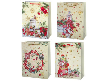 Пакет новогодний бумажный L Christmas motif, 31х42х12см
