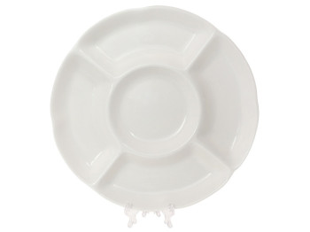 Менажница фарфоровая на пять секций Рулетка, 25см, цвет - белый