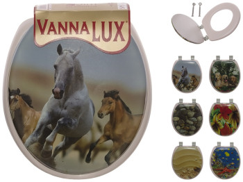 Сидіння з кришкою для унітазу м'яке Vanna Lux колір світло-коричневий з малюнком