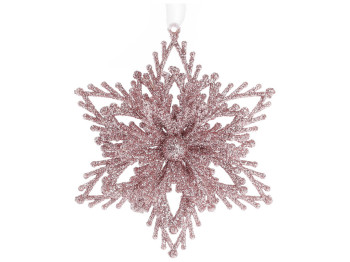 Ёлочное украшение Снежинка 12см, цвет - светло-розовый