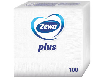 Серветки паперові Zewa Plus, 1 шар, целюлоза, 30х30см, колір білий, 100шт