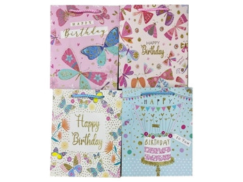 Пакет подарочный бумажный Happy Birthday M, 26x32x12см