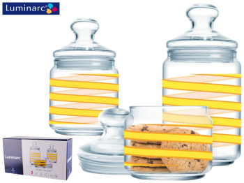 Набор банок Luminarc Spiral Yellow 3 предмета (500мл, 750мл, 1л) 15290