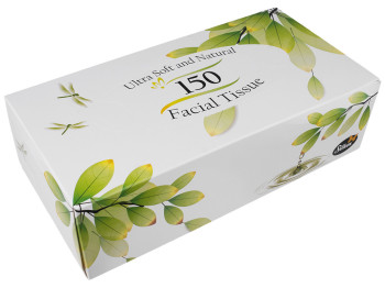 Салфетки косметические TM Silken "Natural" двухслойные, зеленый брикет 20х20см 150шт