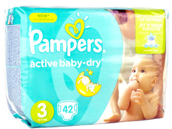 Подгузники Pampers "Active Baby-Dry Midi" (5-9 кг) 42шт