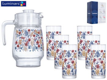 Набір Luminarc "Amsterdam Spring Fiesta" графин 1,6л і 6 склянок 270мл (ціна за 7 предметів) 54889