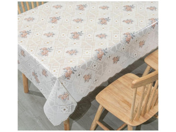 Клеенка Lace, ПВХ, 1,37×20м, цвет белый, дизайн Rose Diamond (цена за рулон)