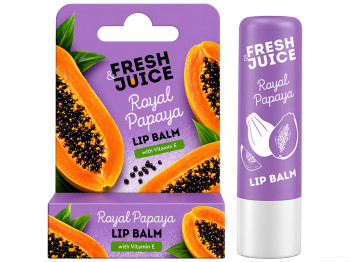 Бальзам для губ Fresh Juice, Royal Papaya, з вітаміном Е, живлення, зволоження, захист, 3,6г