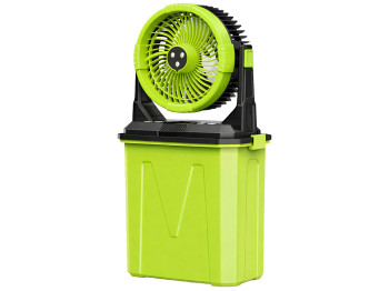 Вентилятор портативный, с распылением воды, аккумулятор, резервуар 9л, RGB подсветка, цвет зеленый