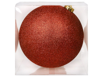 Куля ялинкова, пластик, діаметр 20см, колір червоний гліттер