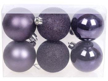 Набір ялинкових куль 6см, колір - ожина (ціна за набір 6шт)