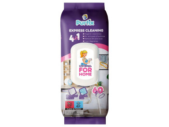 Салфетки влажные для уборки Purfix, без спирта, с клапаном, 17,5×18см, 60шт