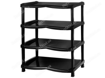 Полка для обуви R plastic Нормал, черная, 4 яруса, 45x30x60см, 17402