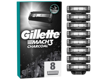 Картриджи сменные Gillette Mach3 Charcoal, сталь, 8шт