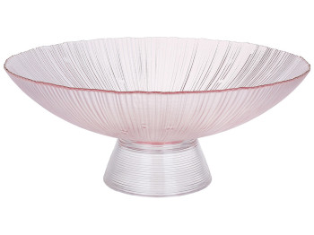 Фруктовница на ножке Fleur, 35х14см, цвет - розовый с золотым ободком