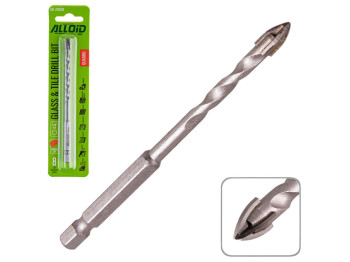 Свердло Alloid по склу, кераміці, HEX 1/4", 8мм, 120мм
