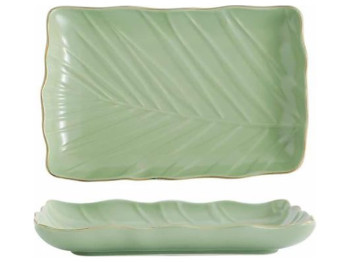 Блюдо прямокутне Limited Edition Leaf Green Gold, 24,5х17см, 6900069906753