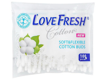 Ватні палички (пластик) Love Fresh 100шт (в пакеті)